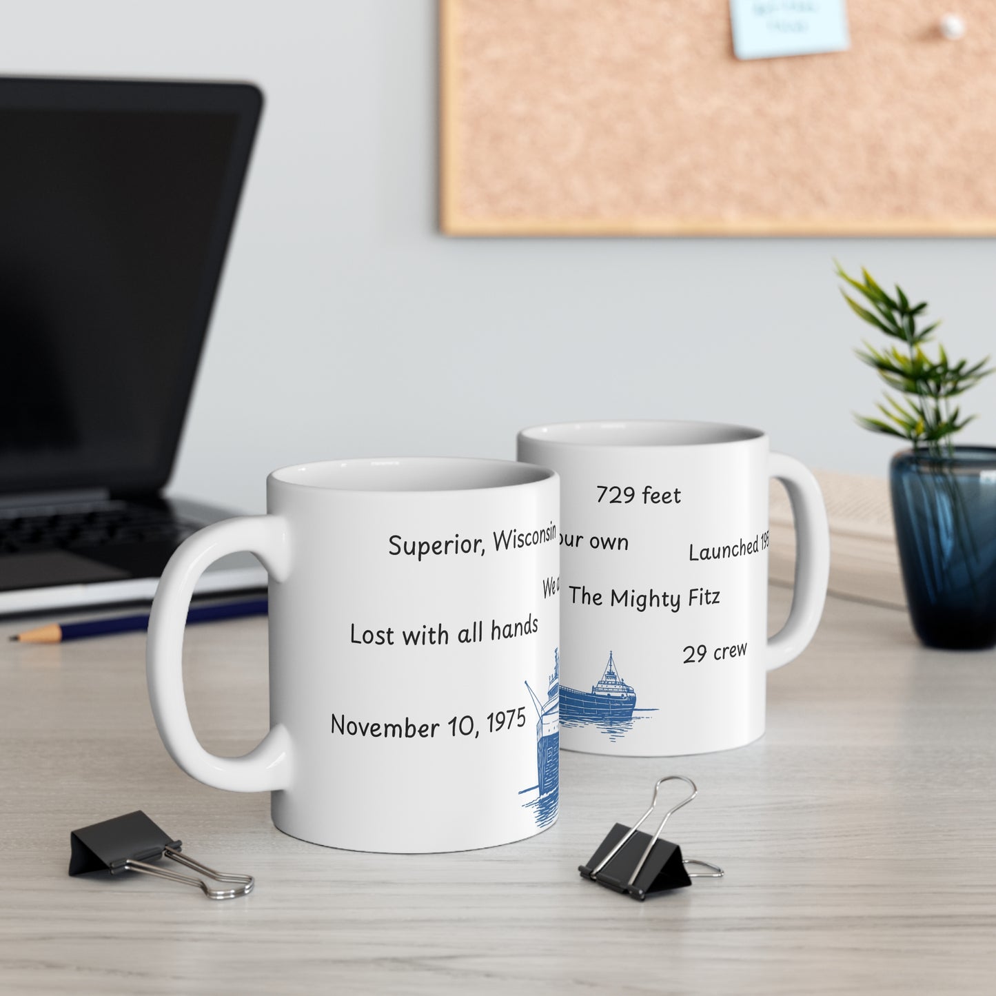 SS Edmund Fitzgerald Mug – Great Lakes Shipwreck History Coffee Cup 11oz