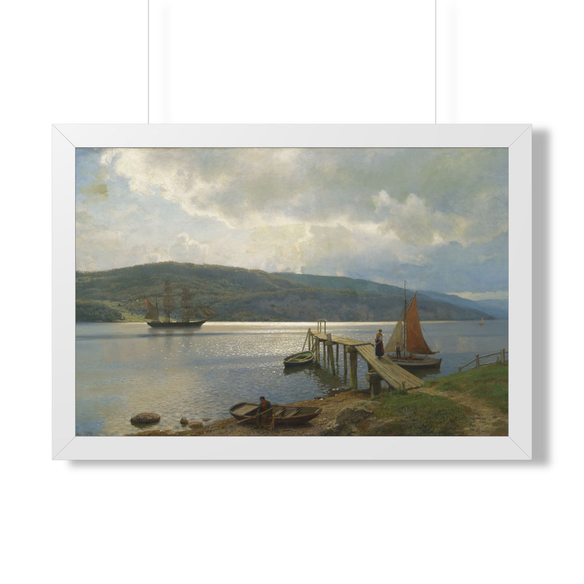 The Jetty at Feste near Moss Framed Print | Hans Gude