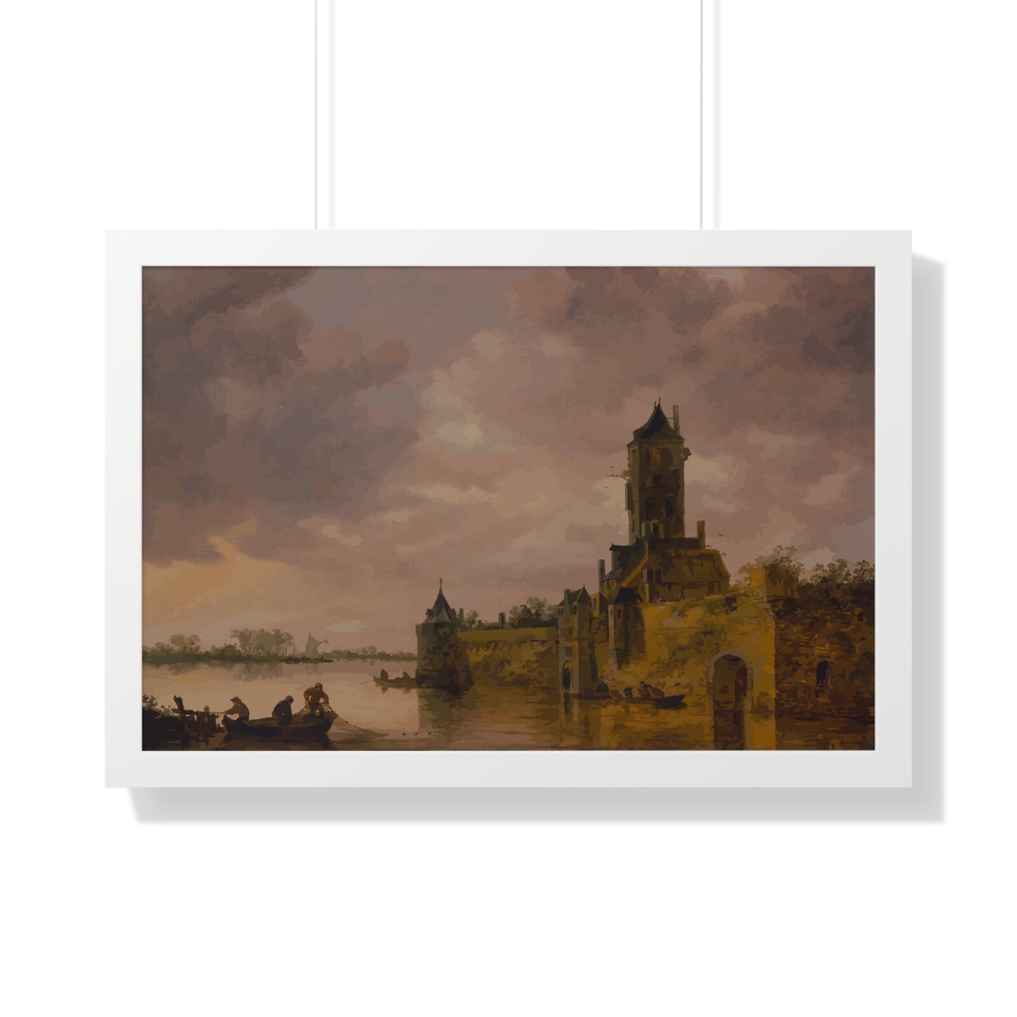 Castle by the Lake Framed Painting Poster