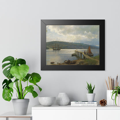 The Jetty at Feste near Moss Framed Print | Hans Gude