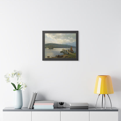The Jetty at Feste near Moss Framed Print | Hans Gude