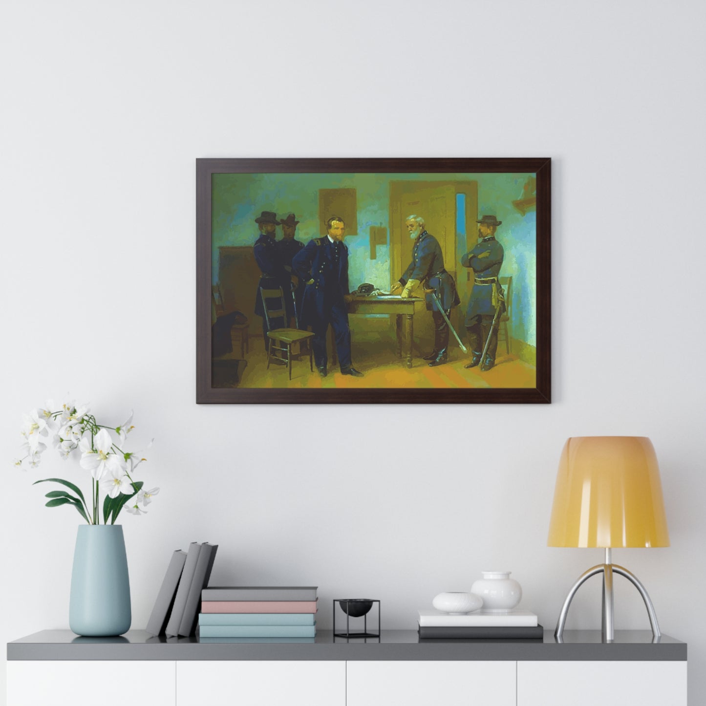 Robert E. Lee Surrenders at Appomattox to General Grant Framed Painting Poster