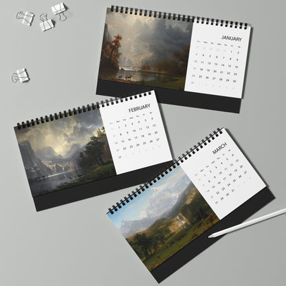 2027 Landscape Desk Calendar — Scenic Grid Desktop Calendar with Monthly Dates
