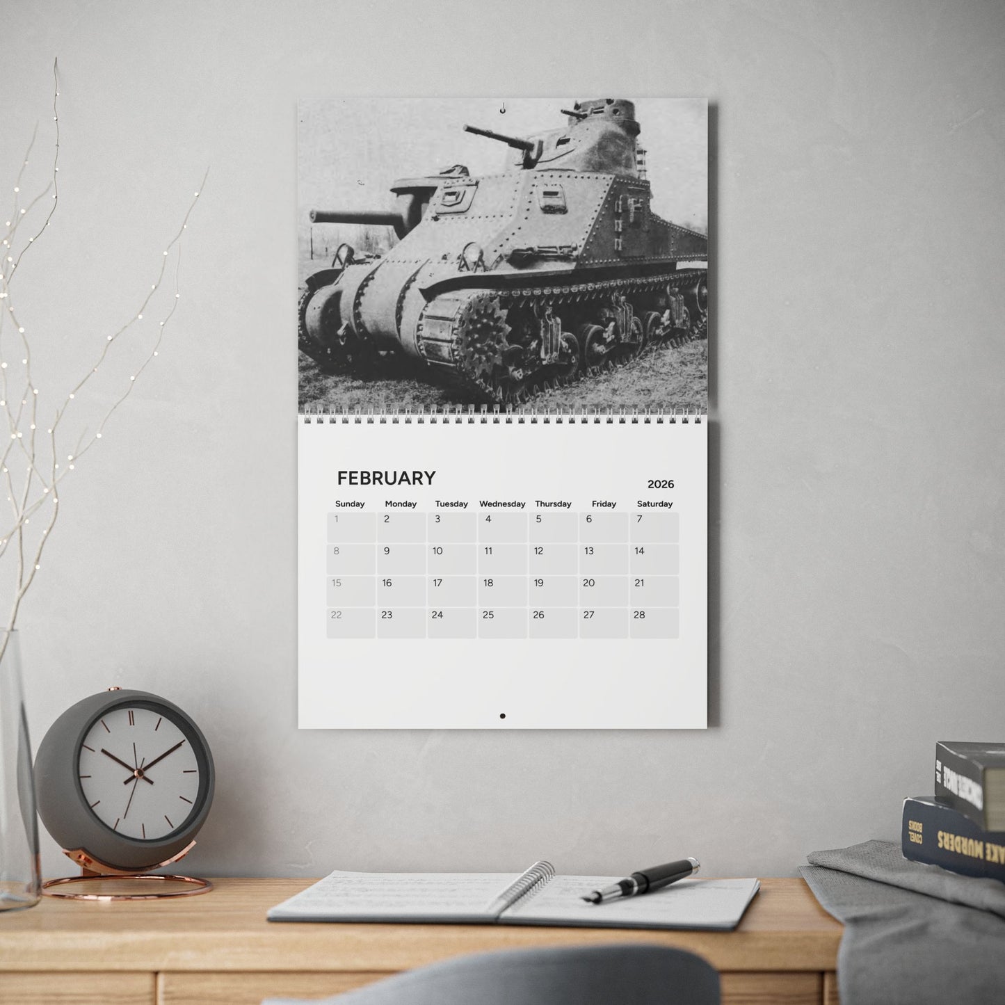 Vintage World War 2 Tank (Grid Style) Calendar