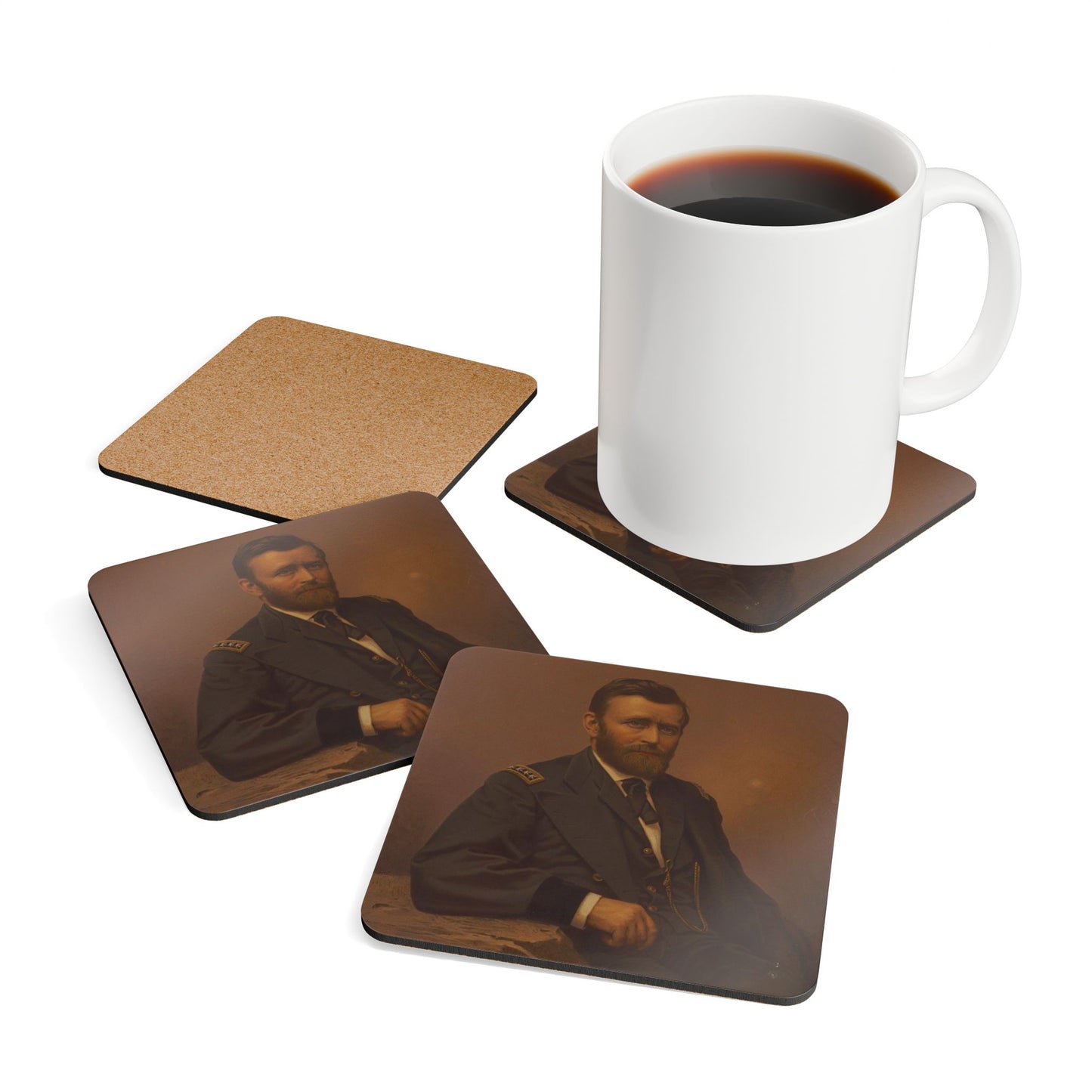 Ulysses S. Grant Corkwood Coaster Set