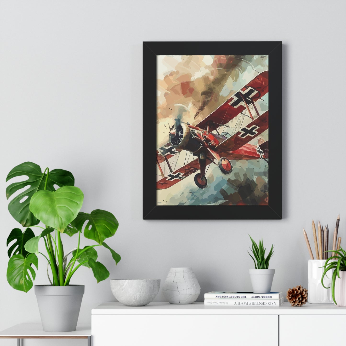 Gerahmtes Poster Red Baron Flugzeug