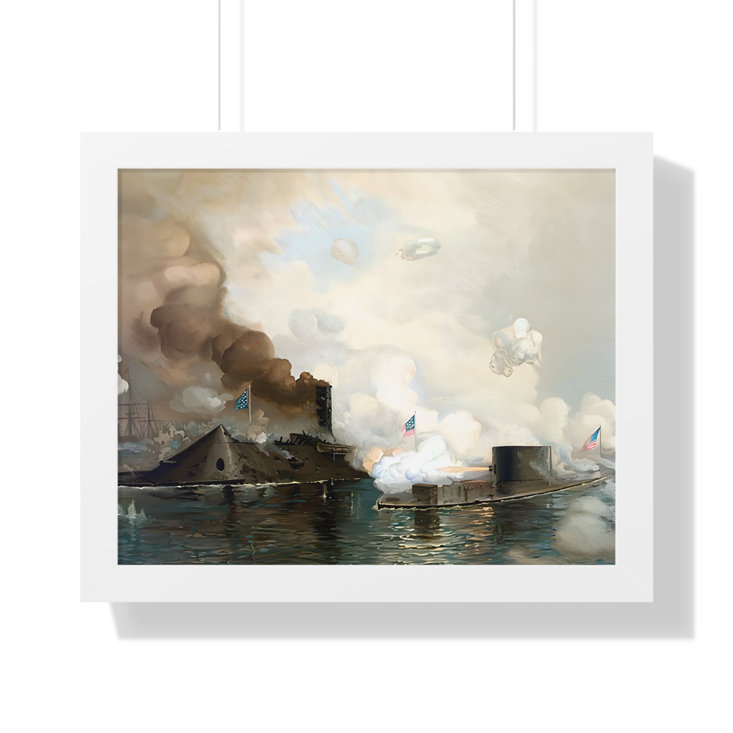 CSS Virginia vs USS Monitor | Civil War Ironclad Battle Poster