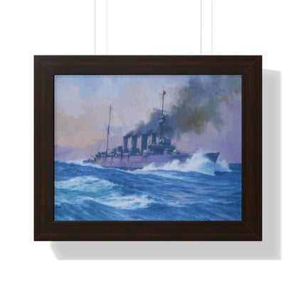 HMS Southampton at the Battle of Jutland Framed Painting Poster