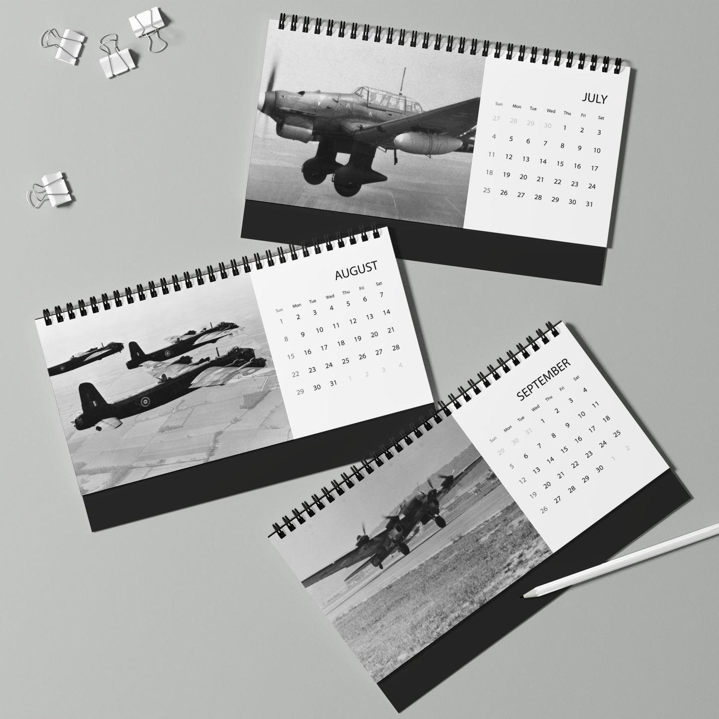 Vintage WW2 Bombers 2027 Desktop Calendar