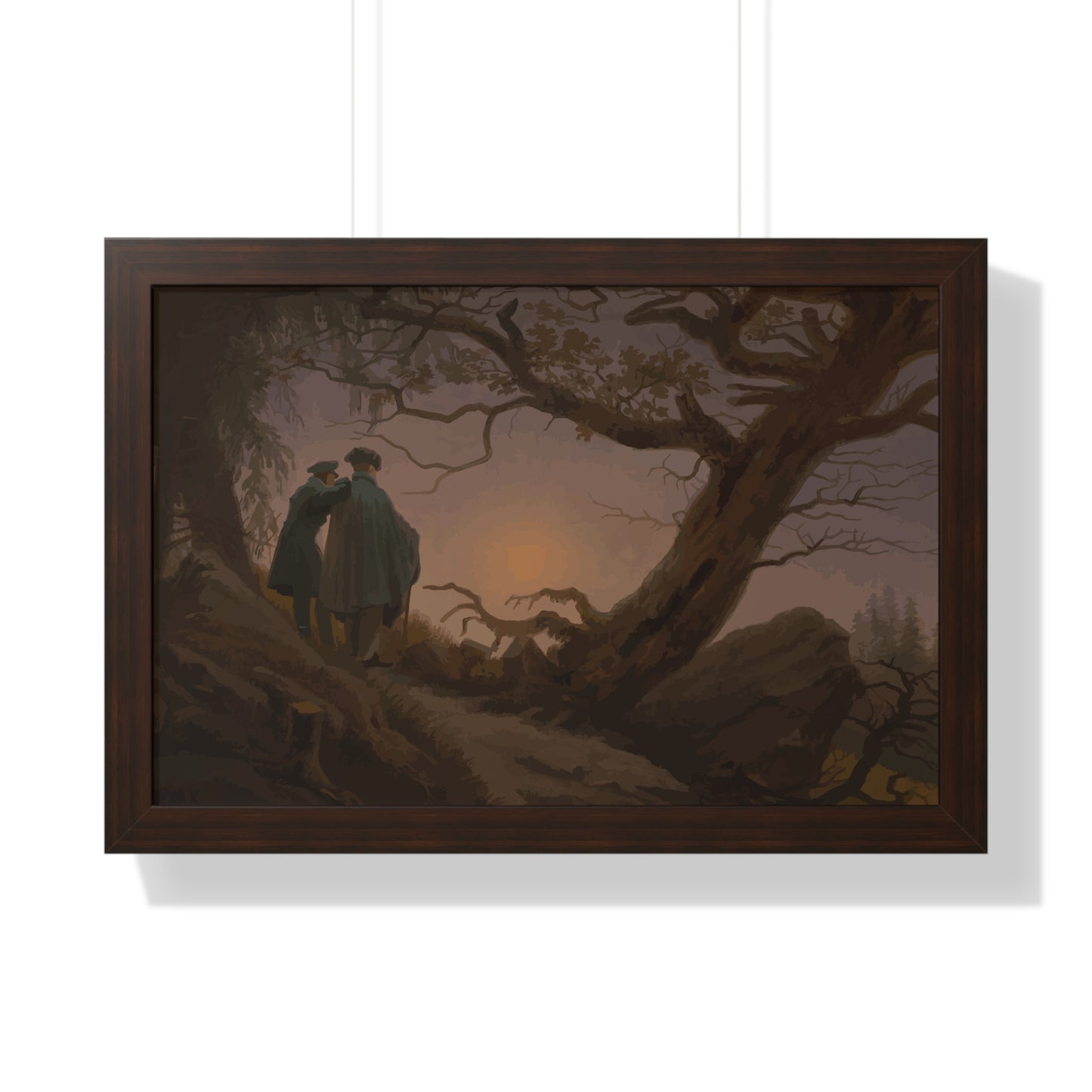 Historical Two Men Contemplating the Moon Framed Painting Poster