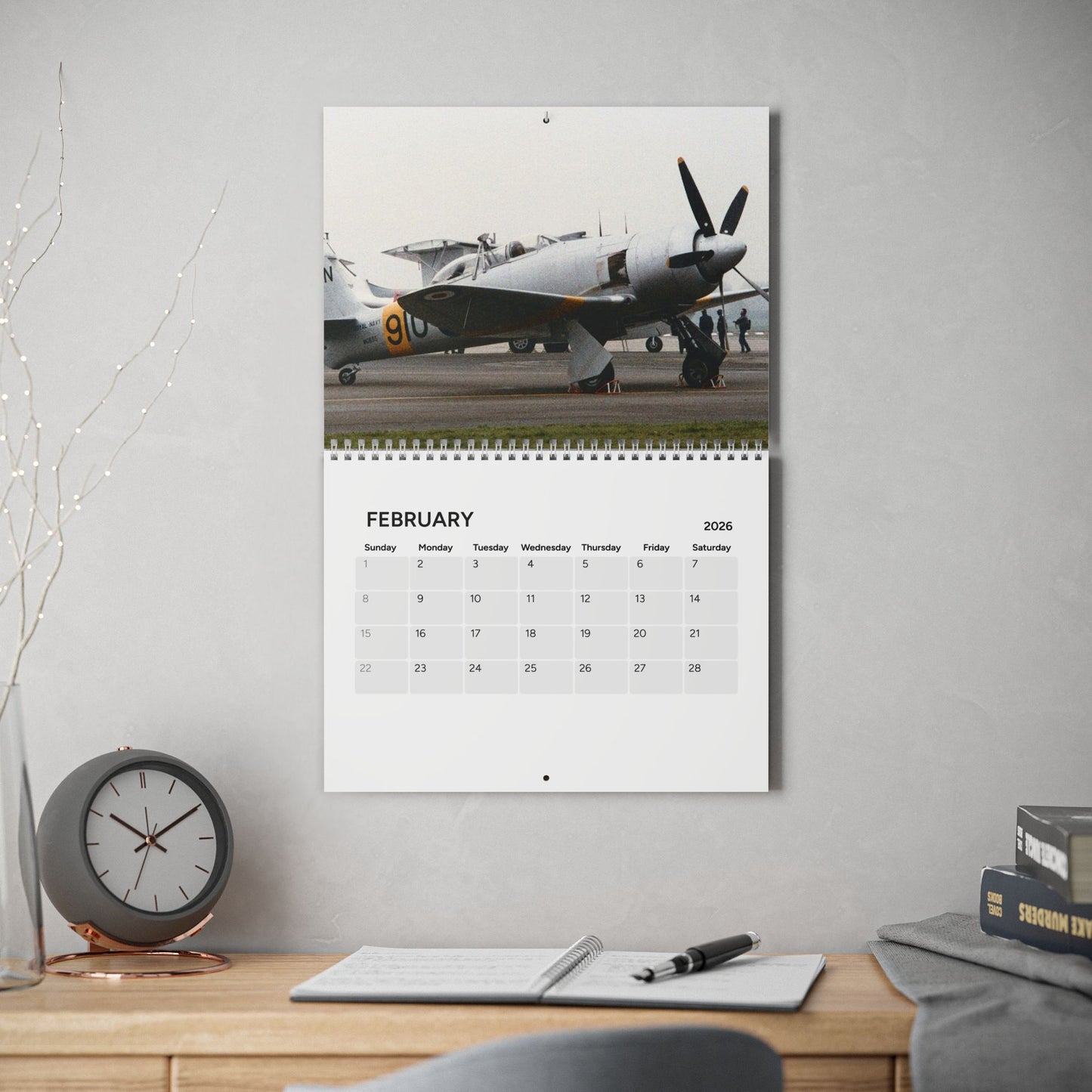 Vintage World War 2 Aircraft 2026 (Grid Style) Calendar