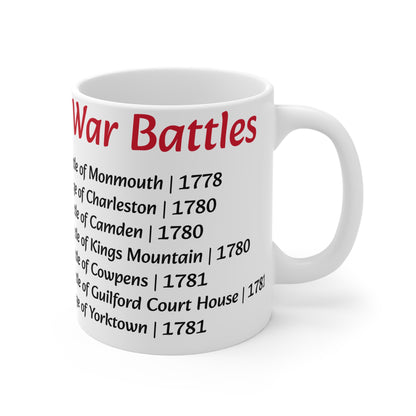 Revolutionary War Battles List Mug