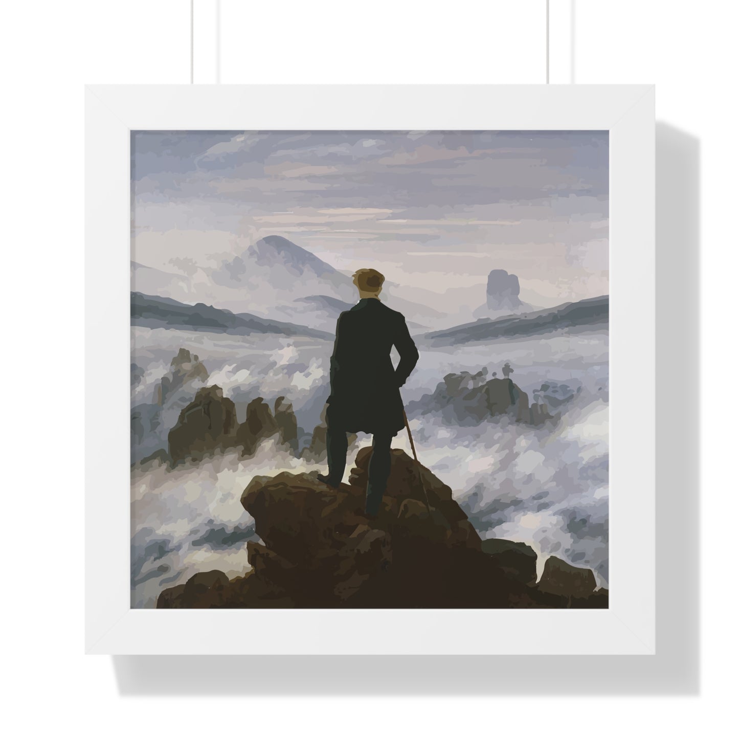 Historical Wanderer above the Fog Framed Painting Framed