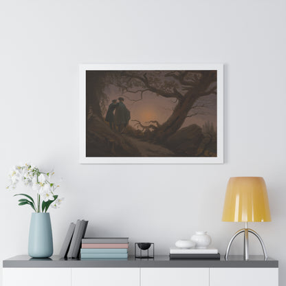 Historical Two Men Contemplating the Moon Framed Painting Poster