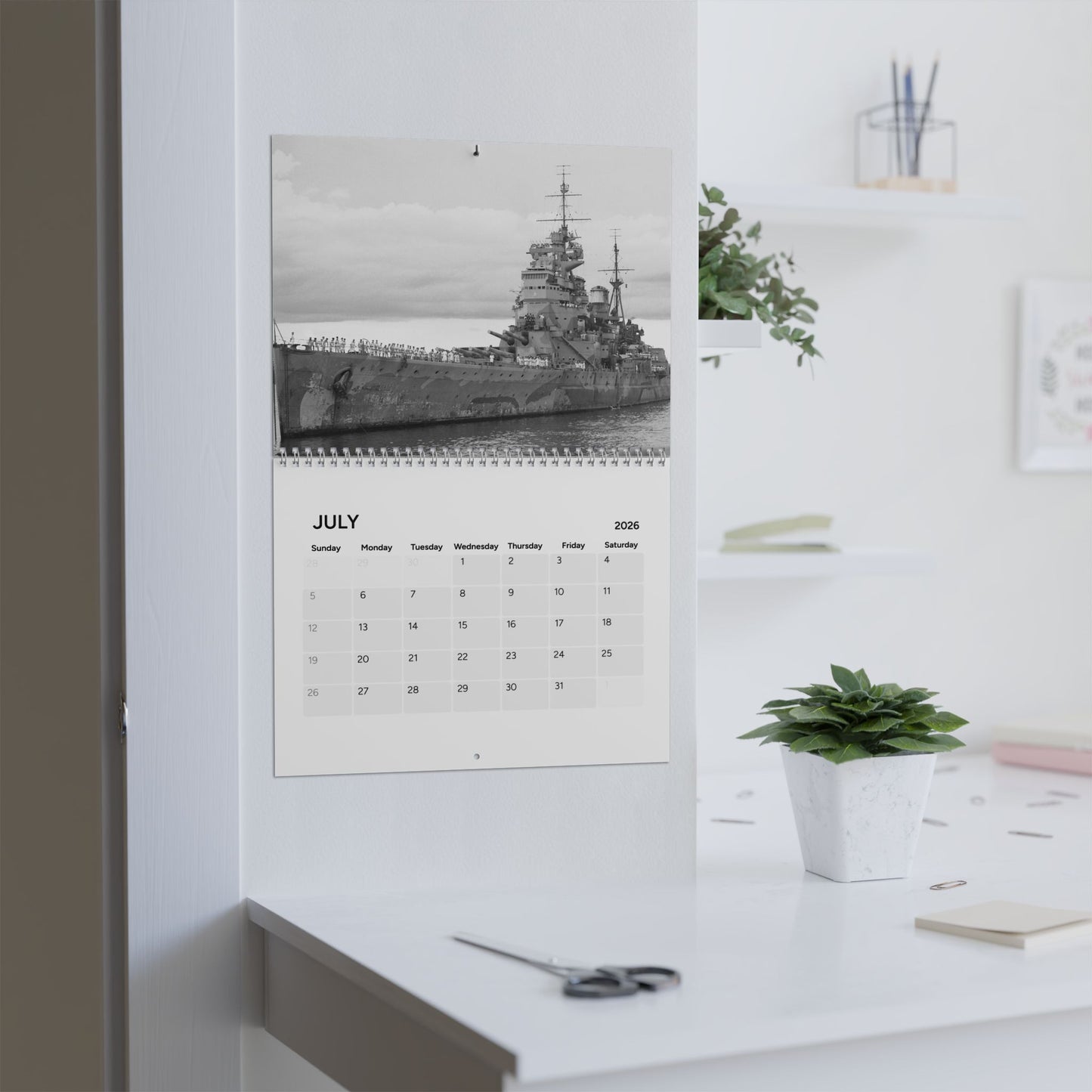 Vintage World War 2 Battleship (Grid Style) 2026 Calendar