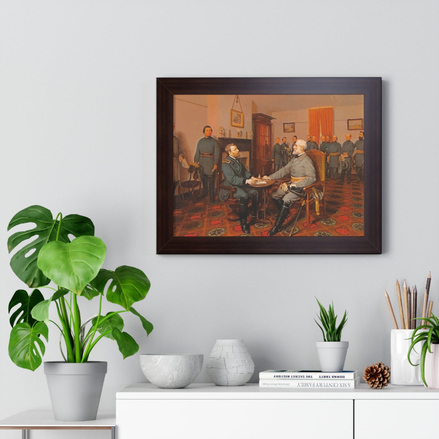 Robert E. Lee's Surrender at Appomattox Framed Painting Poster