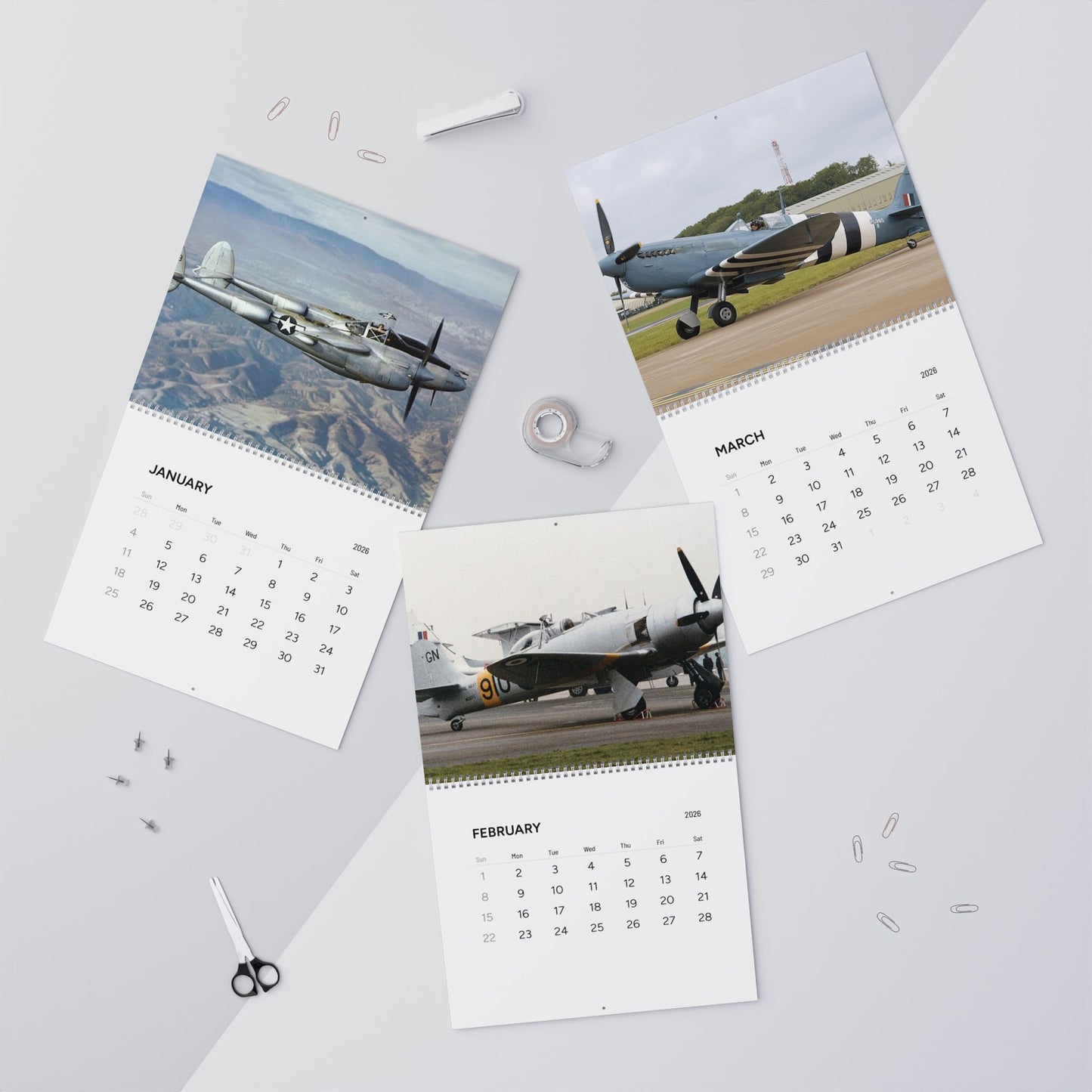 Vintage World War 2 Aircraft 2026 Calendar