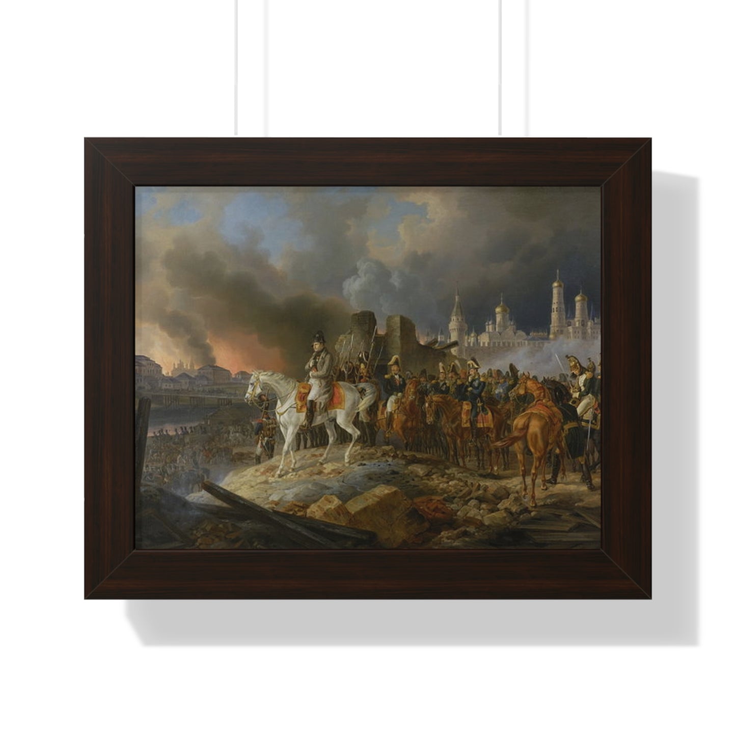 Napoleon Bonaparte in Burning Moscow Framed Painting Poster