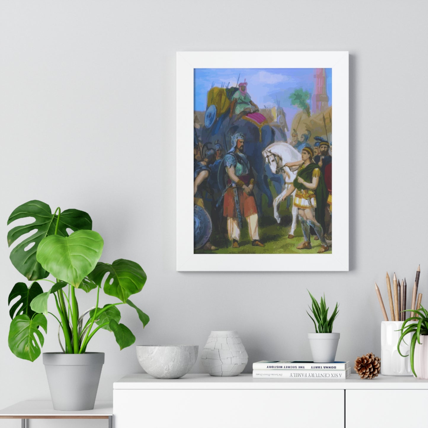 King Porus Surrender to Alexander the Great Framed Painting Poster