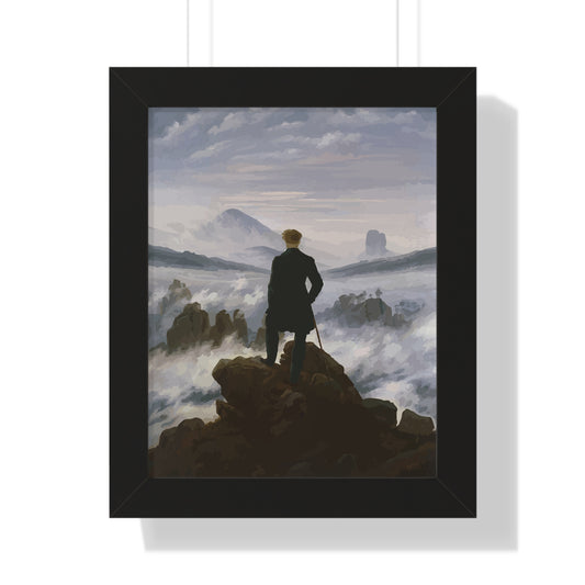 Historical Wanderer above the Fog Framed Painting Framed