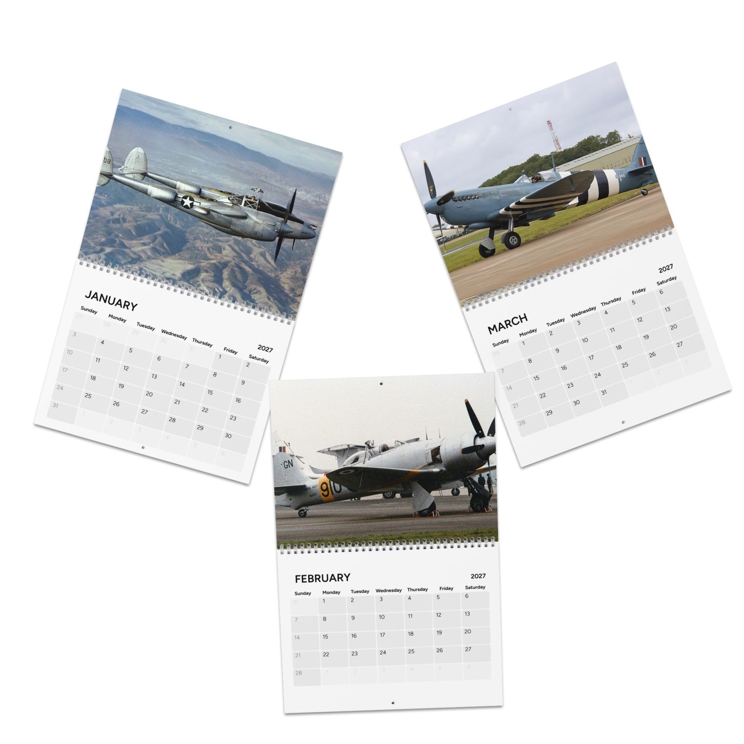 WW2 Aircraft in Color 2027 Wall Calendar