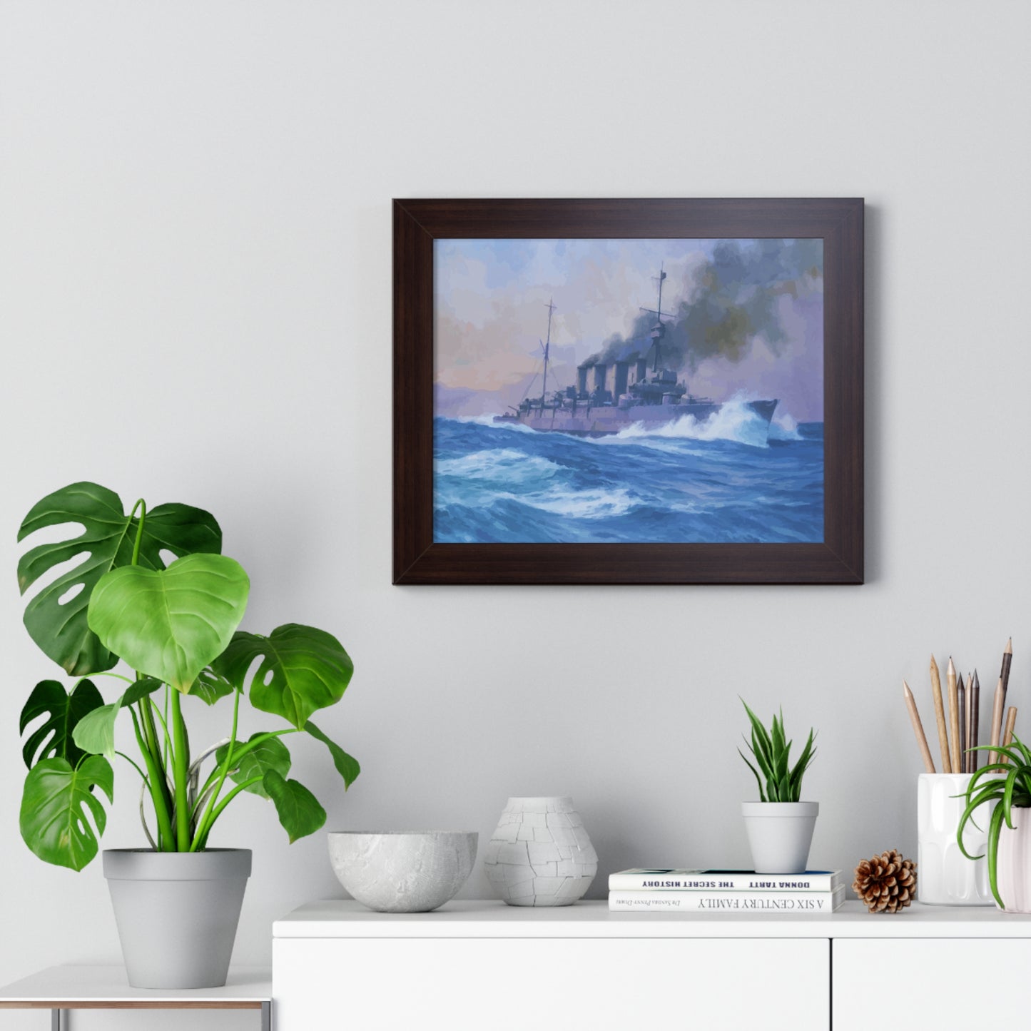 HMS Southampton at the Battle of Jutland Framed Painting Poster