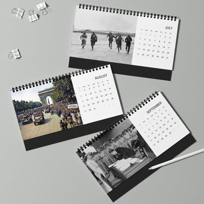 2027 WWII History Desktop Calendar — Grid Monthly Planner