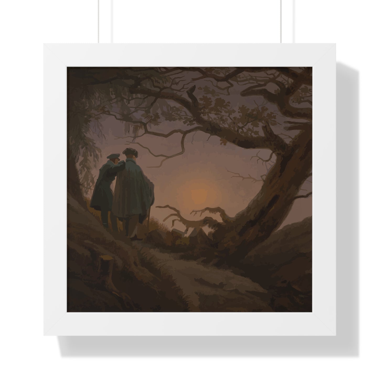 Historical Two Men Contemplating the Moon Framed Painting Poster