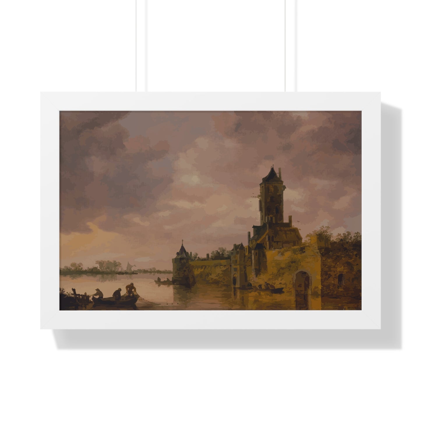 Castle by the Lake Framed Painting Poster