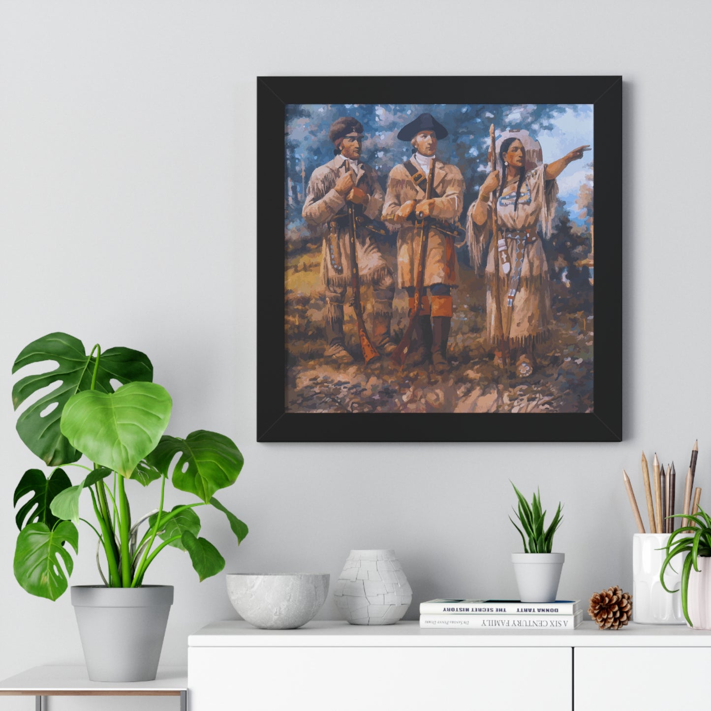 Meriwether Lewis, William Clark, and Sacagawea Framed Painting Poster