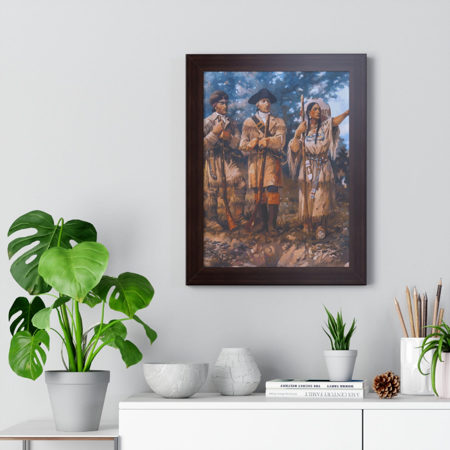 Meriwether Lewis, William Clark, and Sacagawea Framed Painting Poster