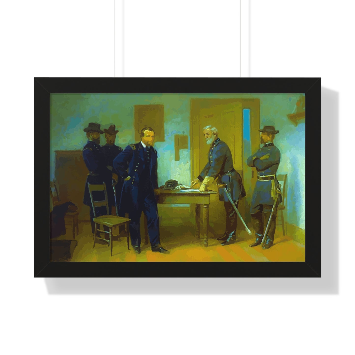 Robert E. Lee Surrenders at Appomattox to General Grant Framed Painting Poster