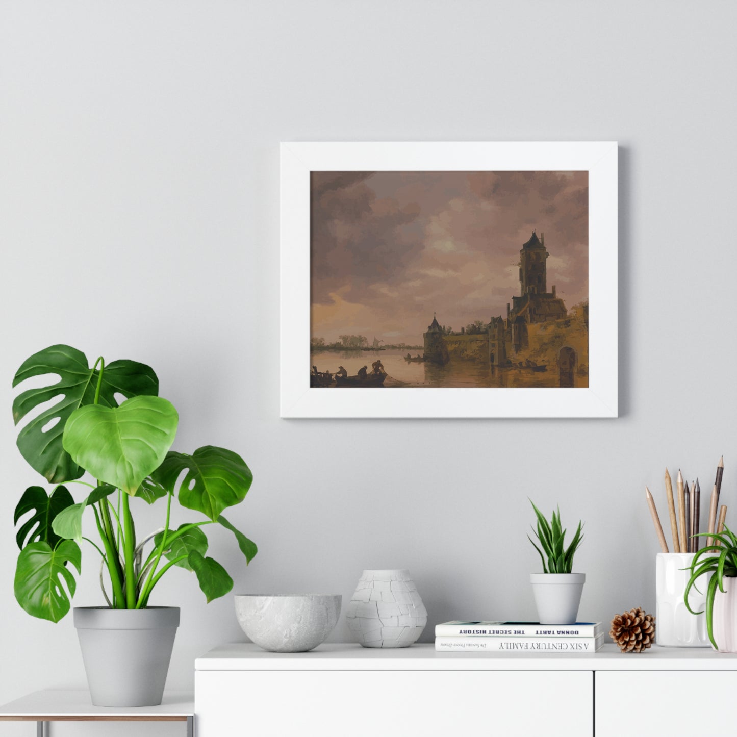 Castle by the Lake Framed Painting Poster