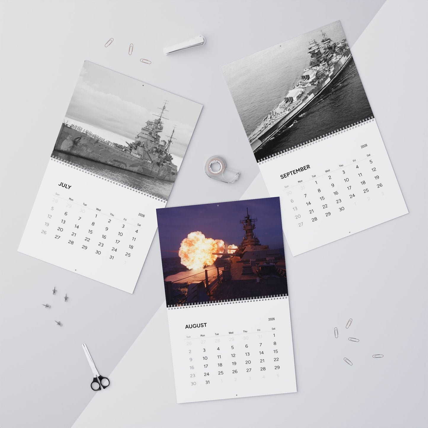 Vintage World War 2 Battleship  2026 Calendar