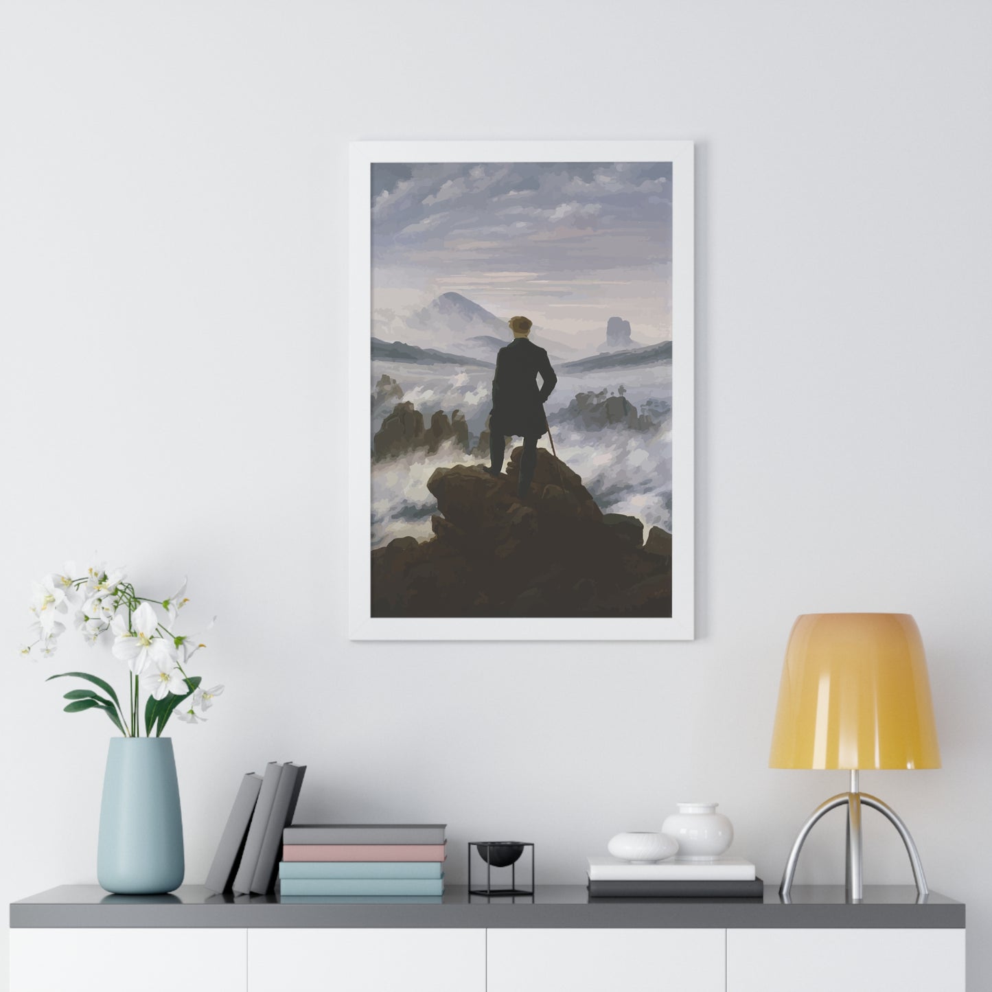 Historical Wanderer above the Fog Framed Painting Framed