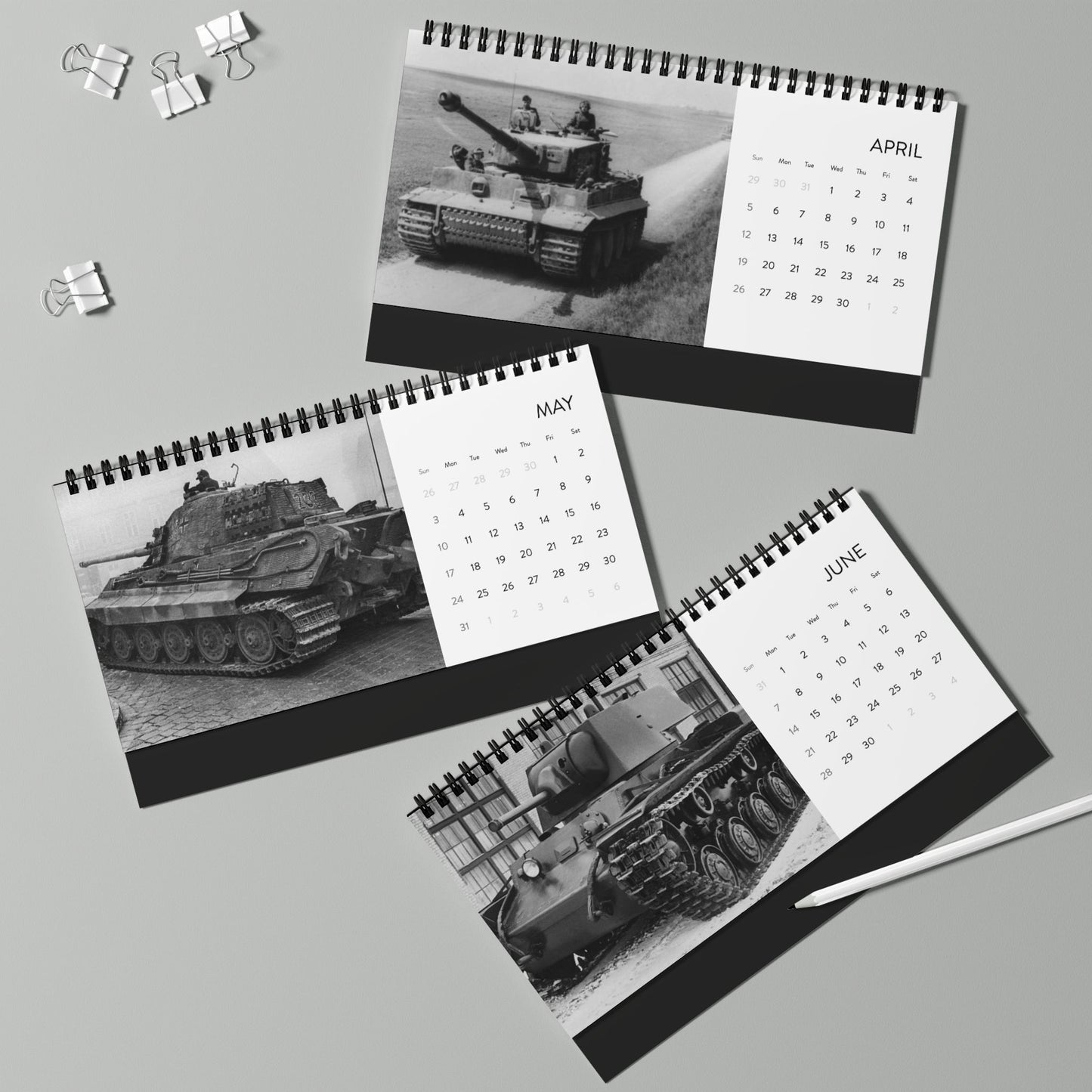 Vintage World War 2 Tank 2026 Desktop Calendar