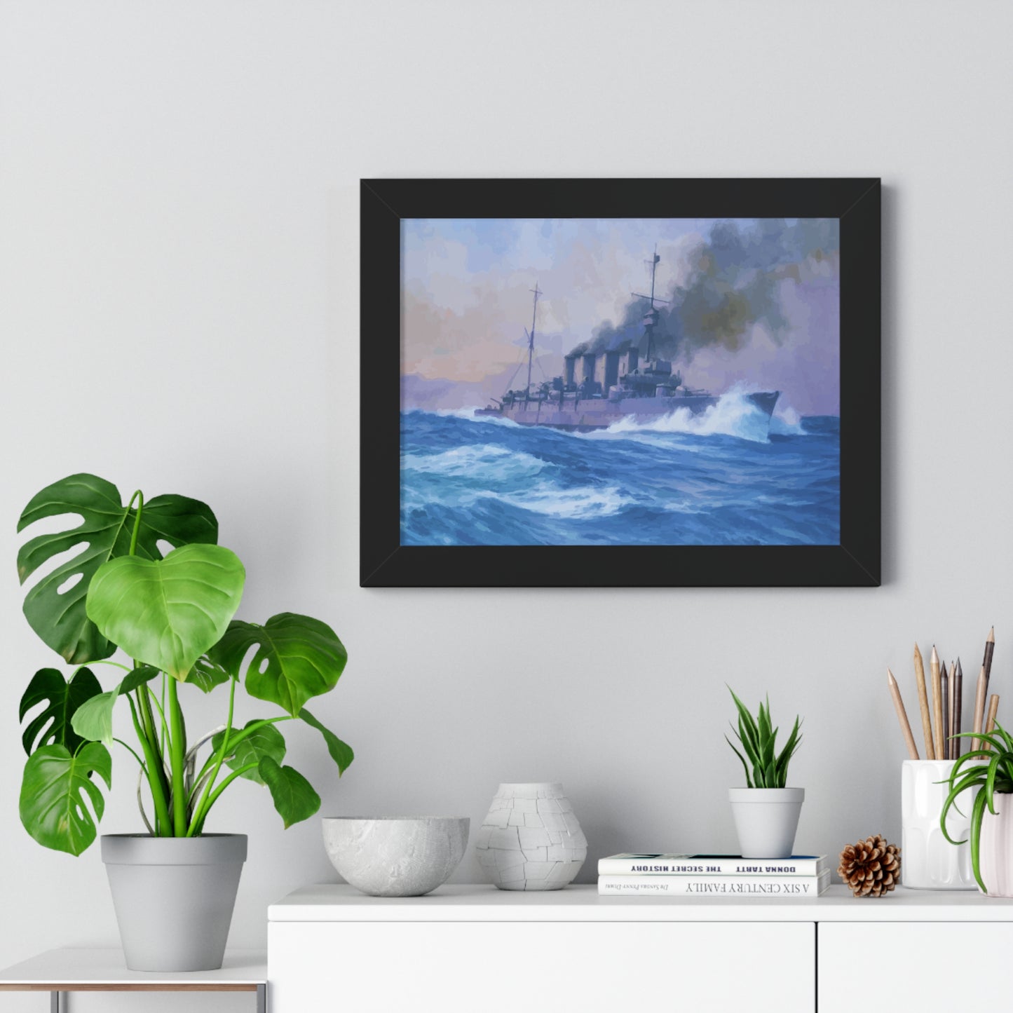 HMS Southampton at the Battle of Jutland Framed Painting Poster