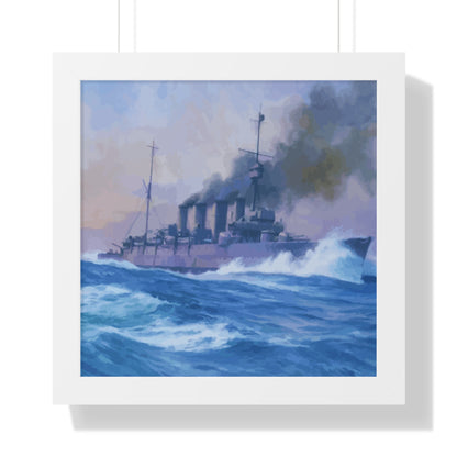 HMS Southampton at the Battle of Jutland Framed Painting Poster