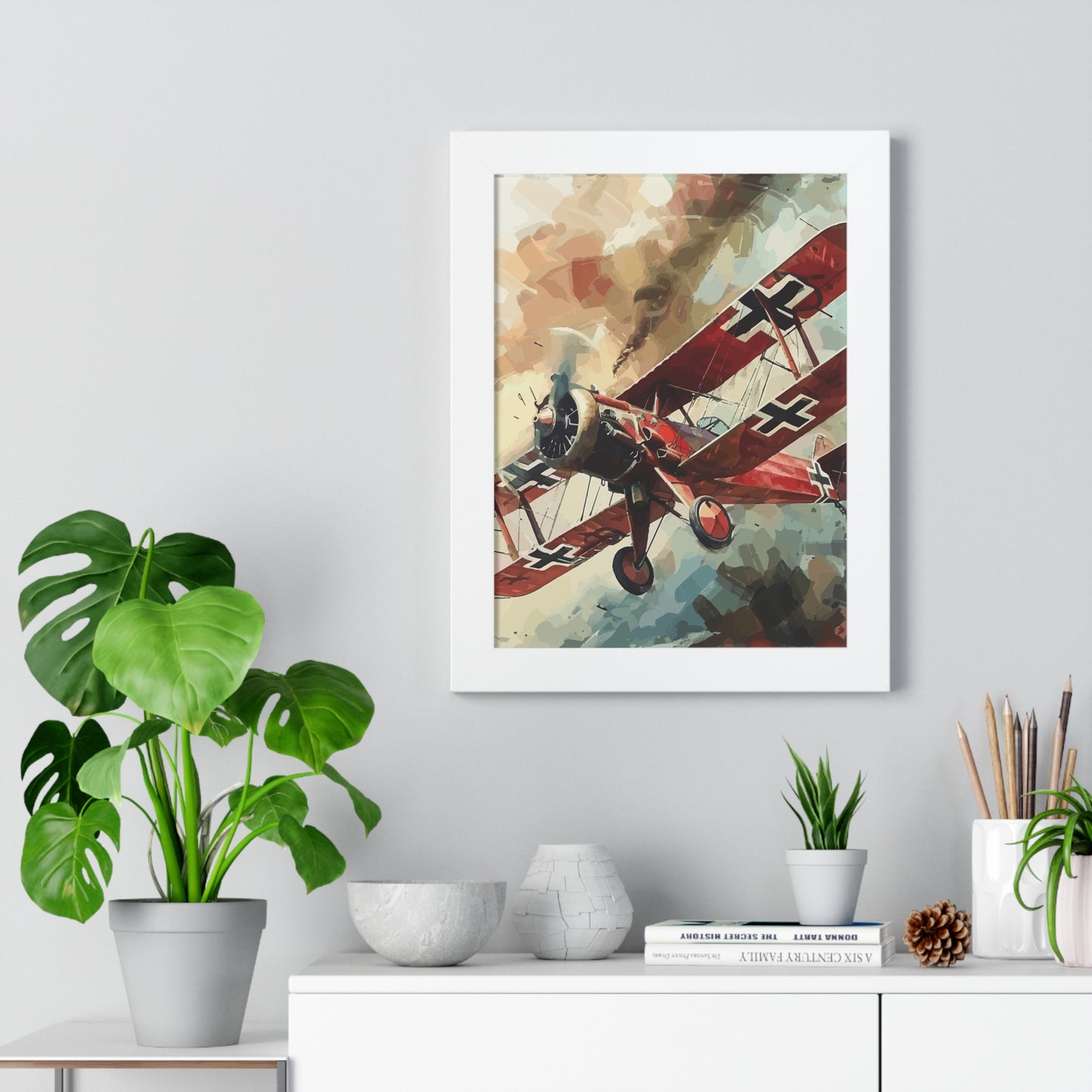 Gerahmtes Poster Red Baron Flugzeug