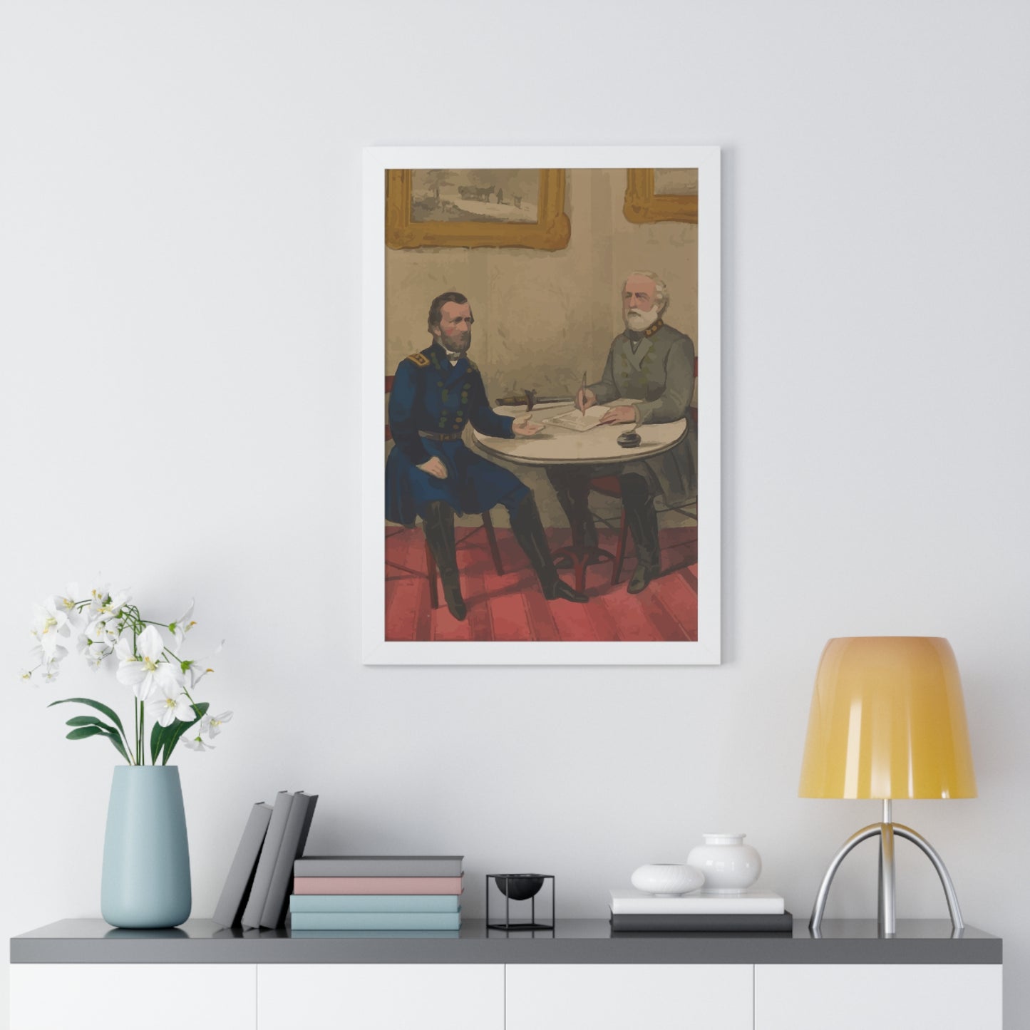 Robert E. Lee's Surrender at Appomattox Framed Painting Poster