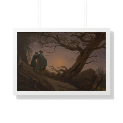 Historical Two Men Contemplating the Moon Framed Painting Poster