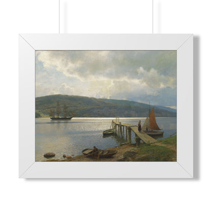 The Jetty at Feste near Moss Framed Print | Hans Gude