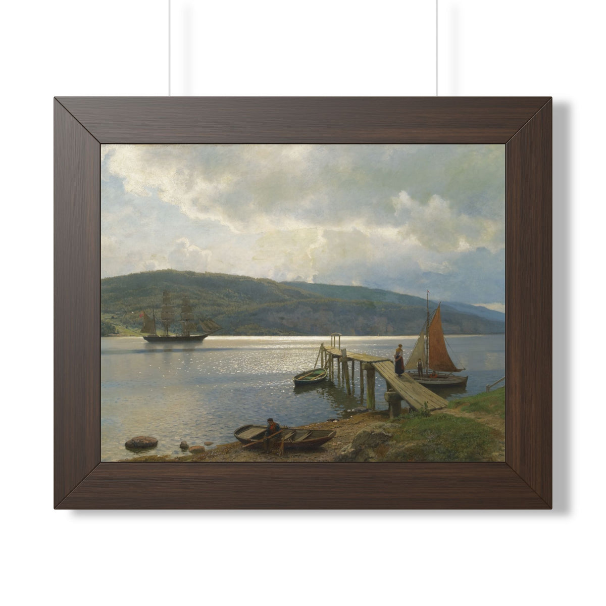 The Jetty at Feste near Moss Framed Print | Hans Gude