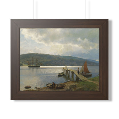 The Jetty at Feste near Moss Framed Print | Hans Gude