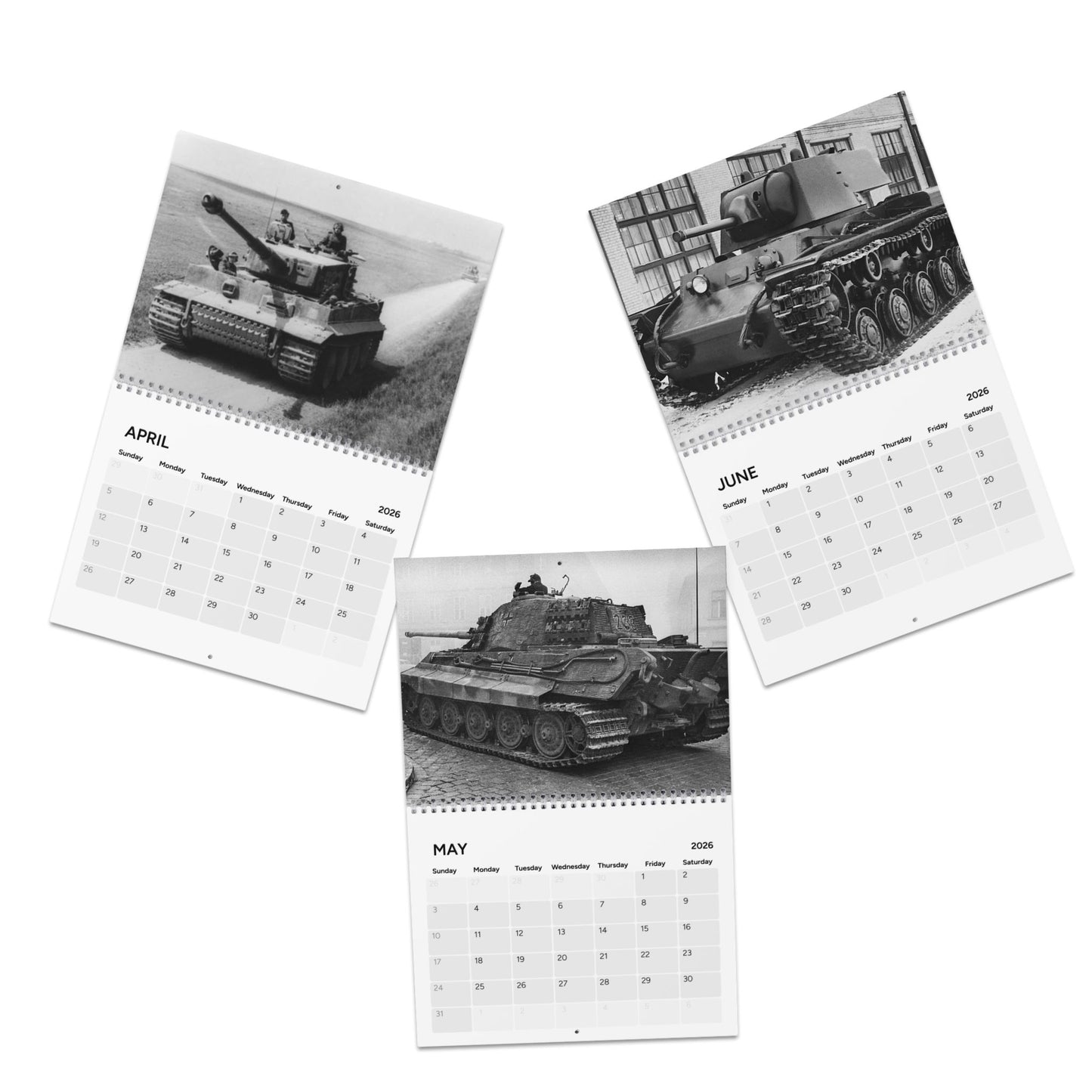 Vintage World War 2 Tank (Grid Style) Calendar