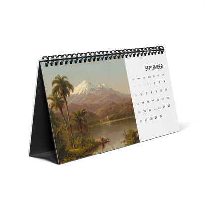 2027 Scenic Landscape Desktop Calendar (Grid Layout)