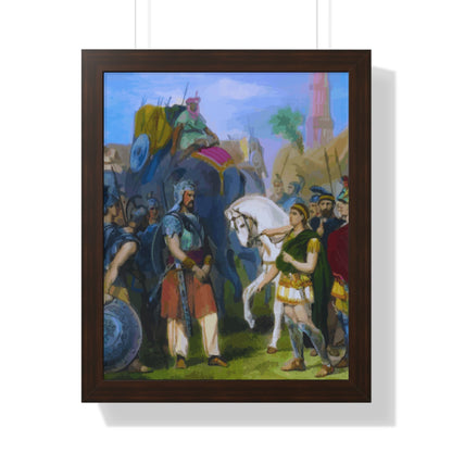 King Porus Surrender to Alexander the Great Framed Painting Poster