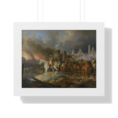 Napoleon Bonaparte in Burning Moscow Framed Painting Poster