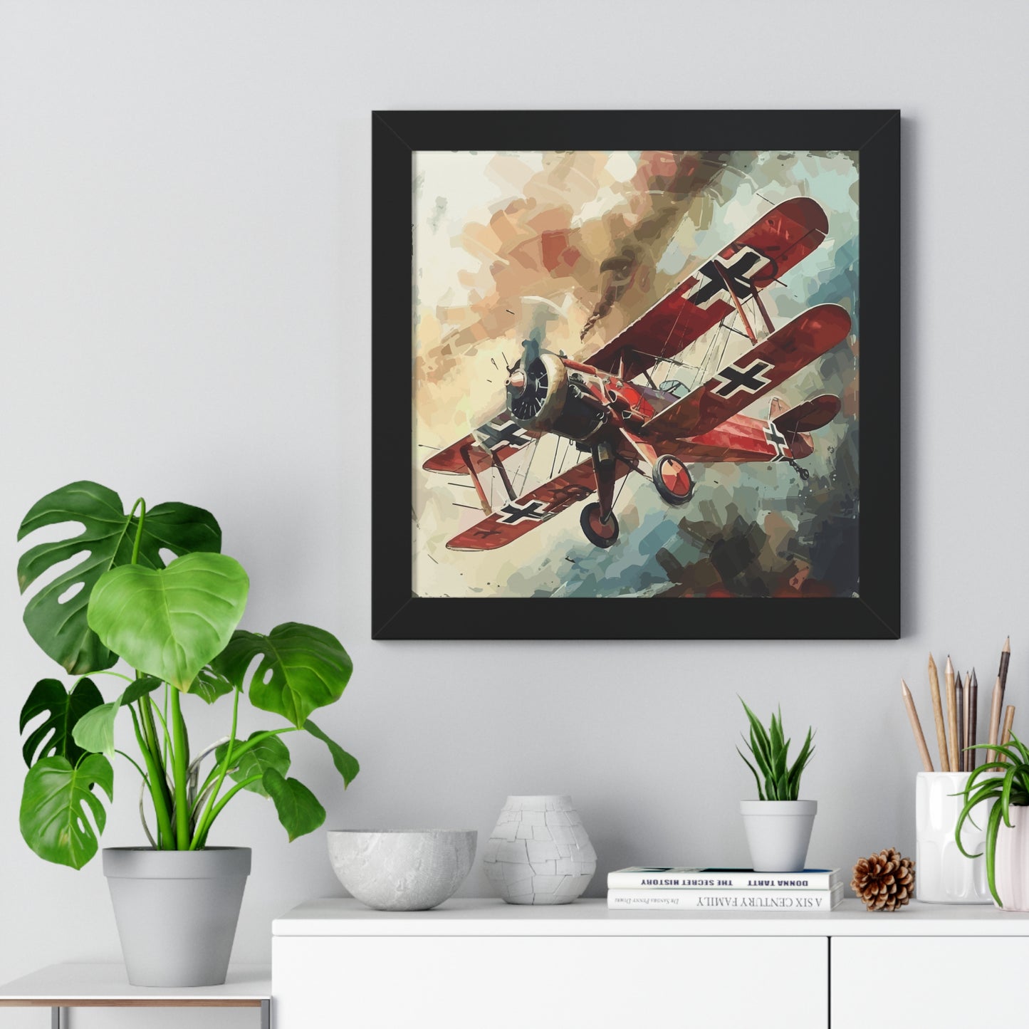 Gerahmtes Poster Red Baron Flugzeug