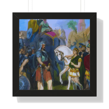 King Porus Surrender to Alexander the Great Framed Painting Poster